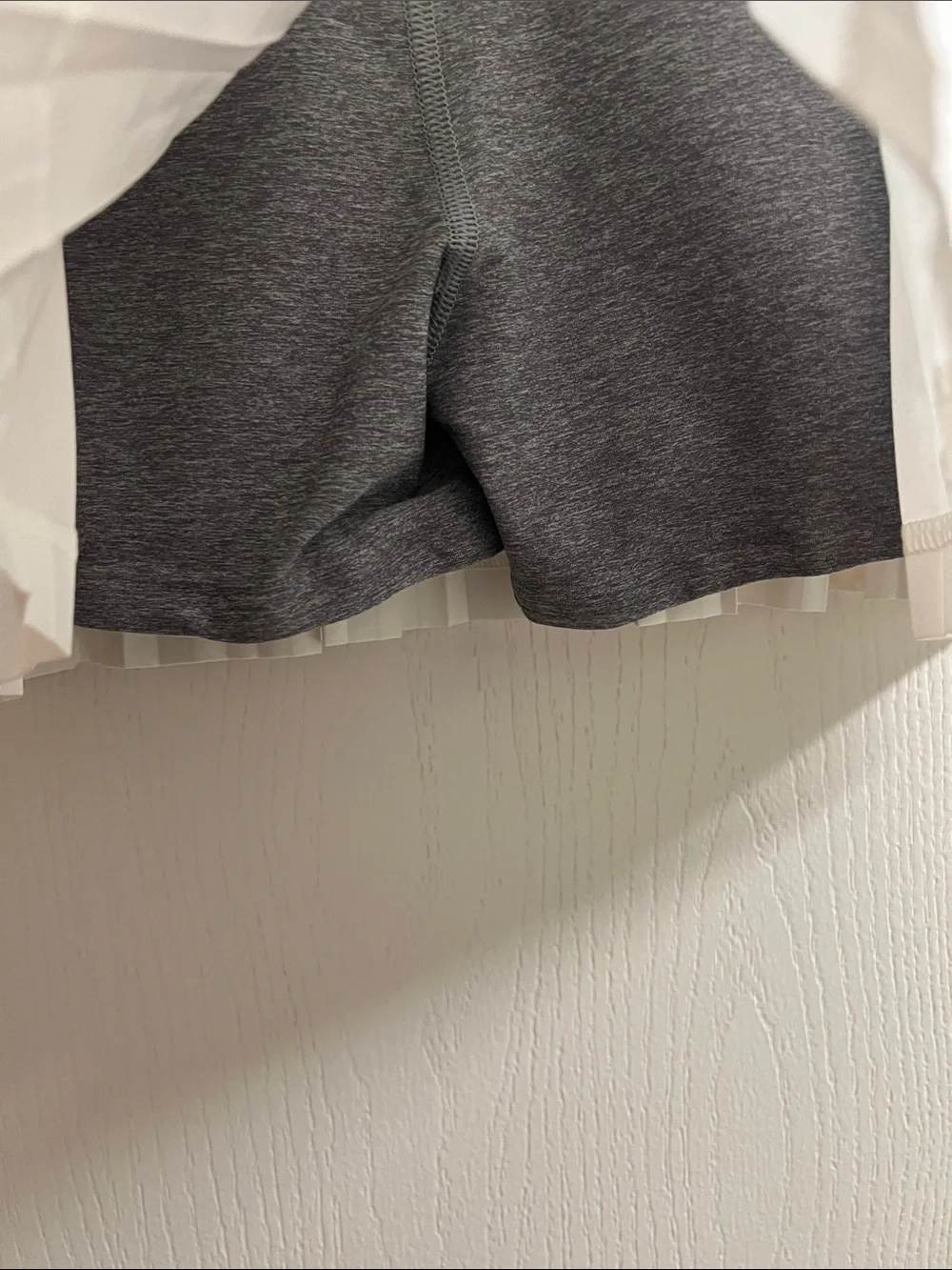 lululemon athletica White Pleated Mini Skirt with Gray Waistband